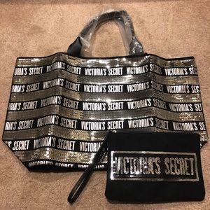 🆕 NWT Victoria’s Secret sequin tote and clutch bag